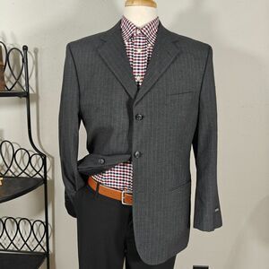 George Men's Sport Coat Blazer Three Button‎ Charcoal Gray Polyester Blend 42R